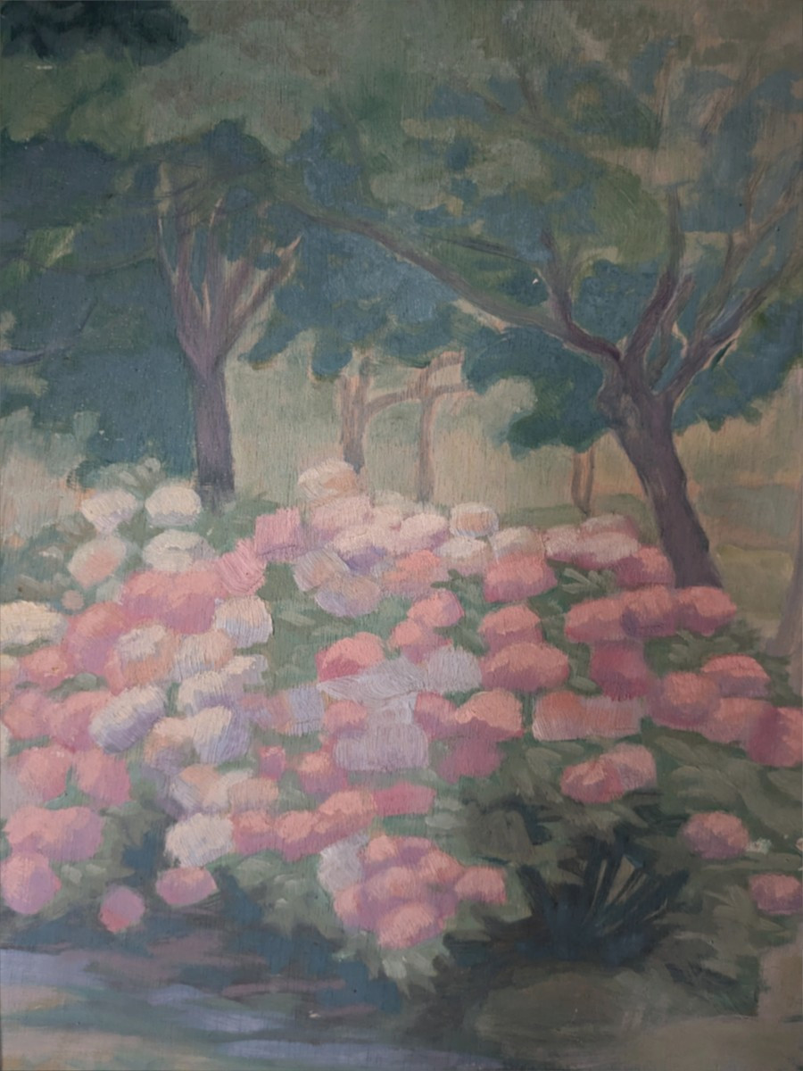 Tableau d'hortensias début 20 ème -photo-2