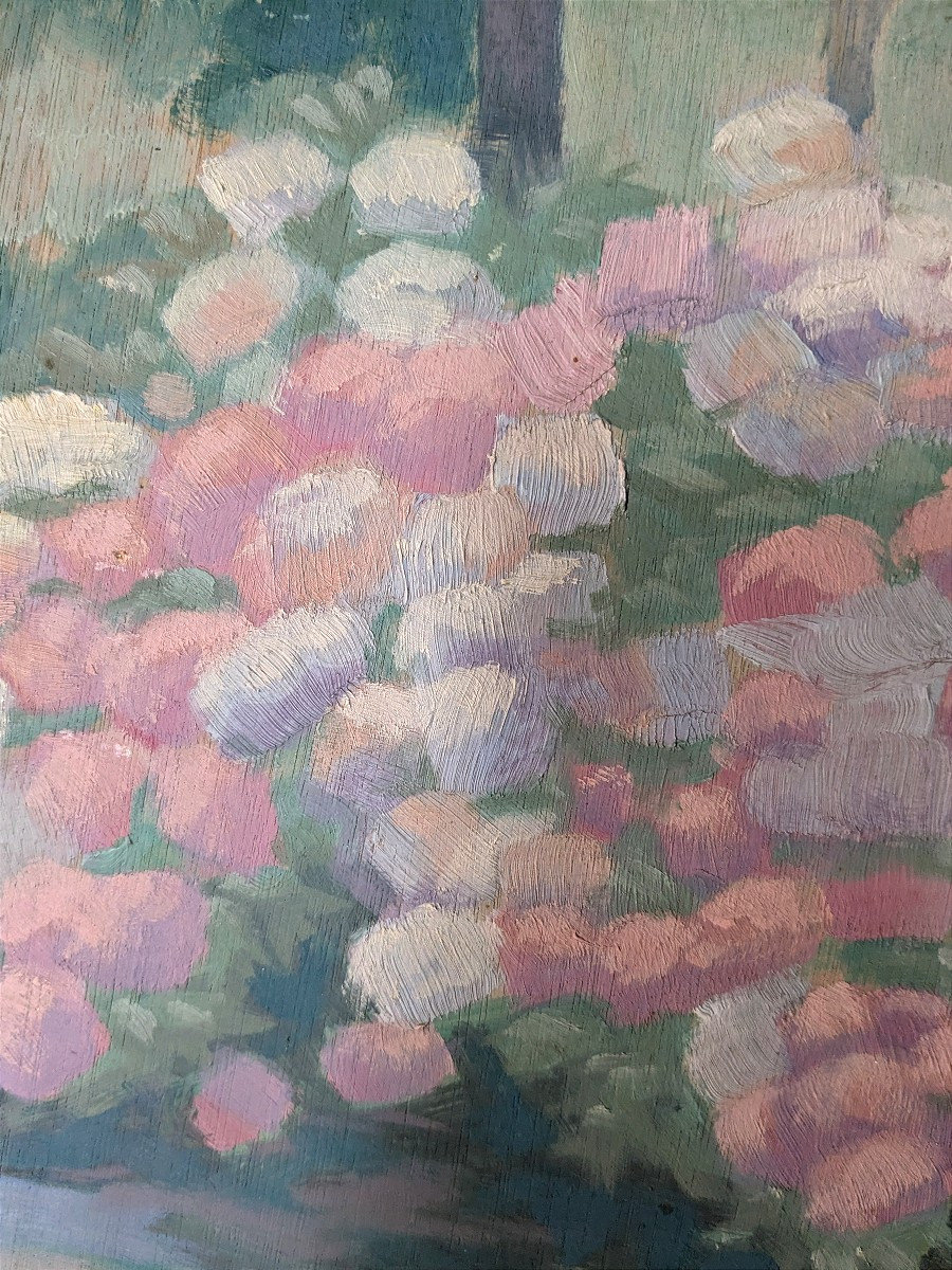 Tableau d'hortensias début 20 ème -photo-3