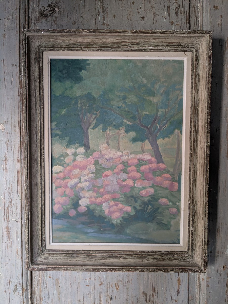 Tableau d'hortensias début 20 ème 