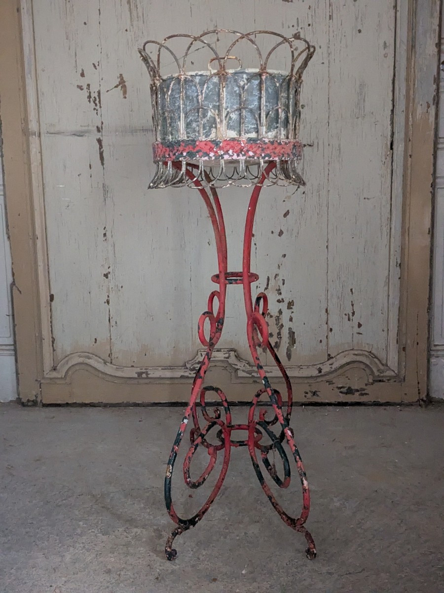 Jardinière en fer forgé 19 ème -photo-3