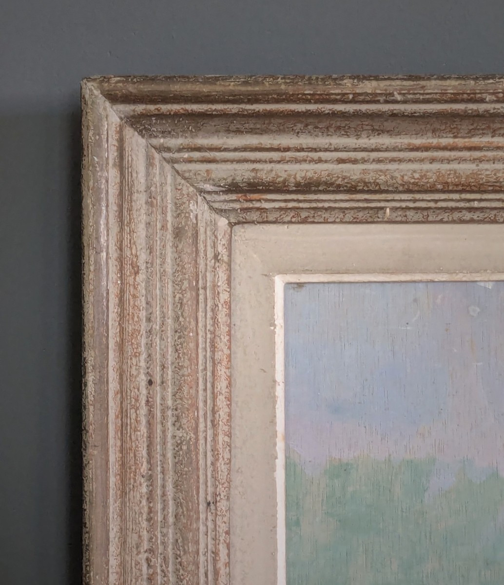 Tableau"  Les hortensias" , huile sur panneau début 20 ème.-photo-2