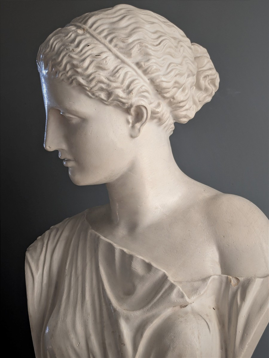 Diane, buste en plâtre 20 ème siècle-photo-2