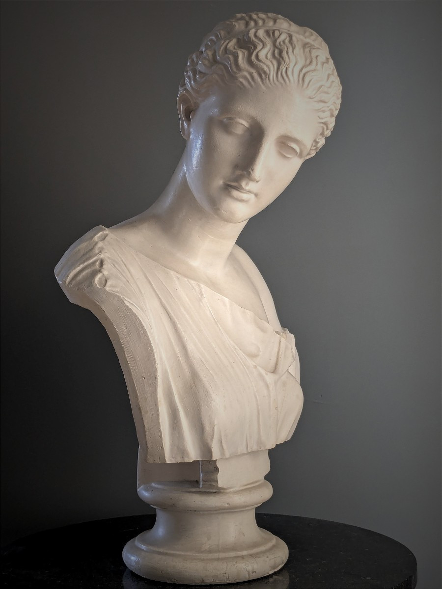 Diane, buste en plâtre 20 ème siècle-photo-3