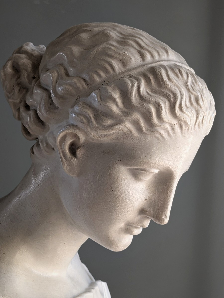 Diane, buste en plâtre 20 ème siècle-photo-4