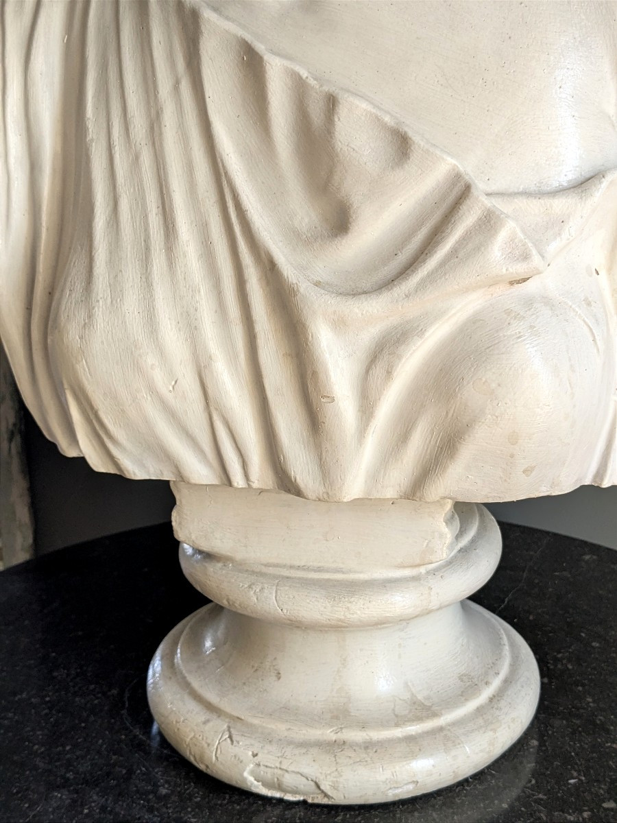 Diane, buste en plâtre 20 ème siècle-photo-3