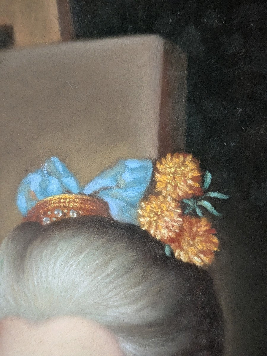 Pastel 19 ème  "Le peintre et son modèle"-photo-2