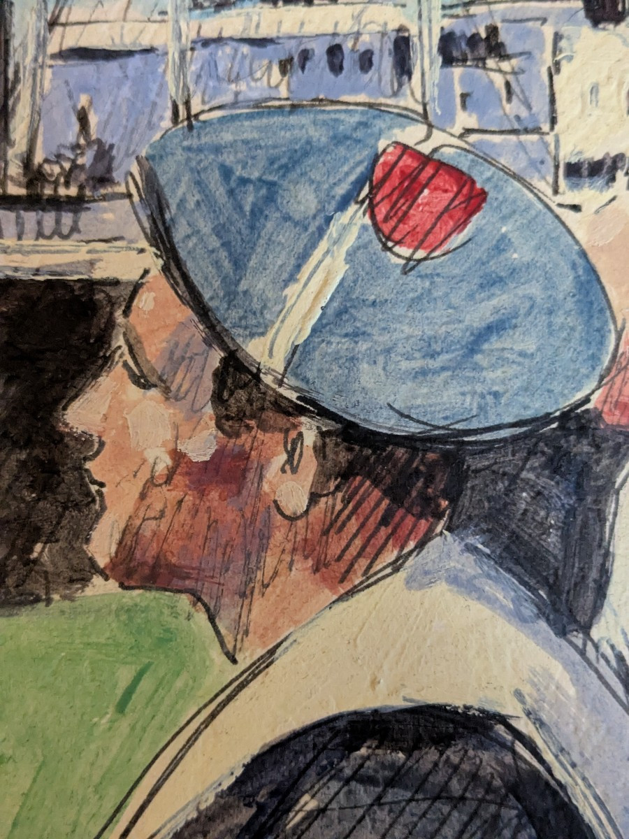 L'embarquement, gouache des années 30-50-photo-3