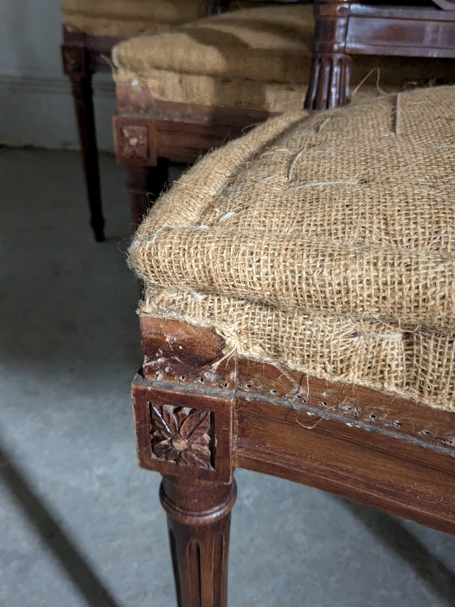 Suite de 4 chaises lyre de style Louis XVI-photo-5