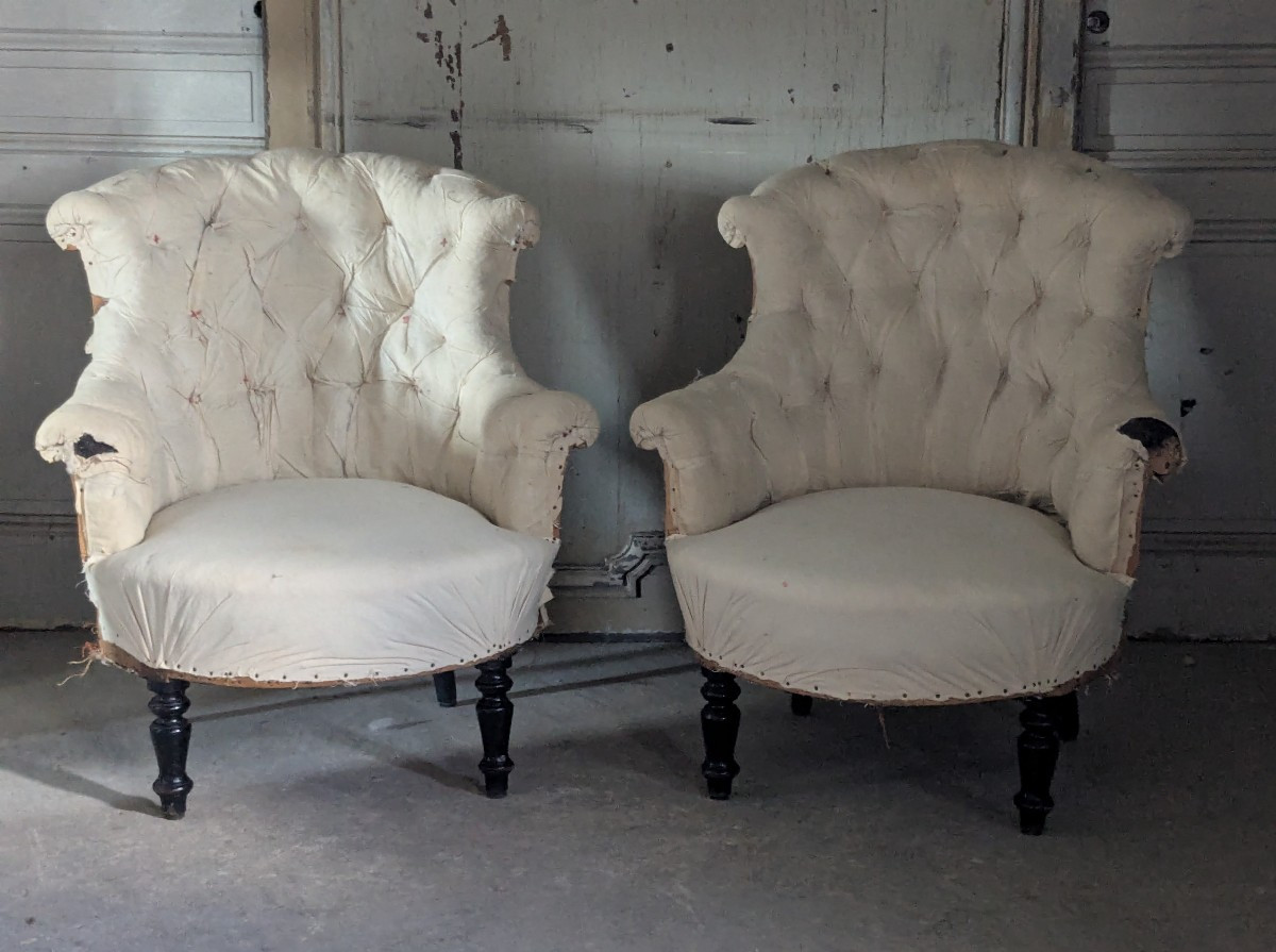 Paire de fauteuils Napoléon III -photo-2