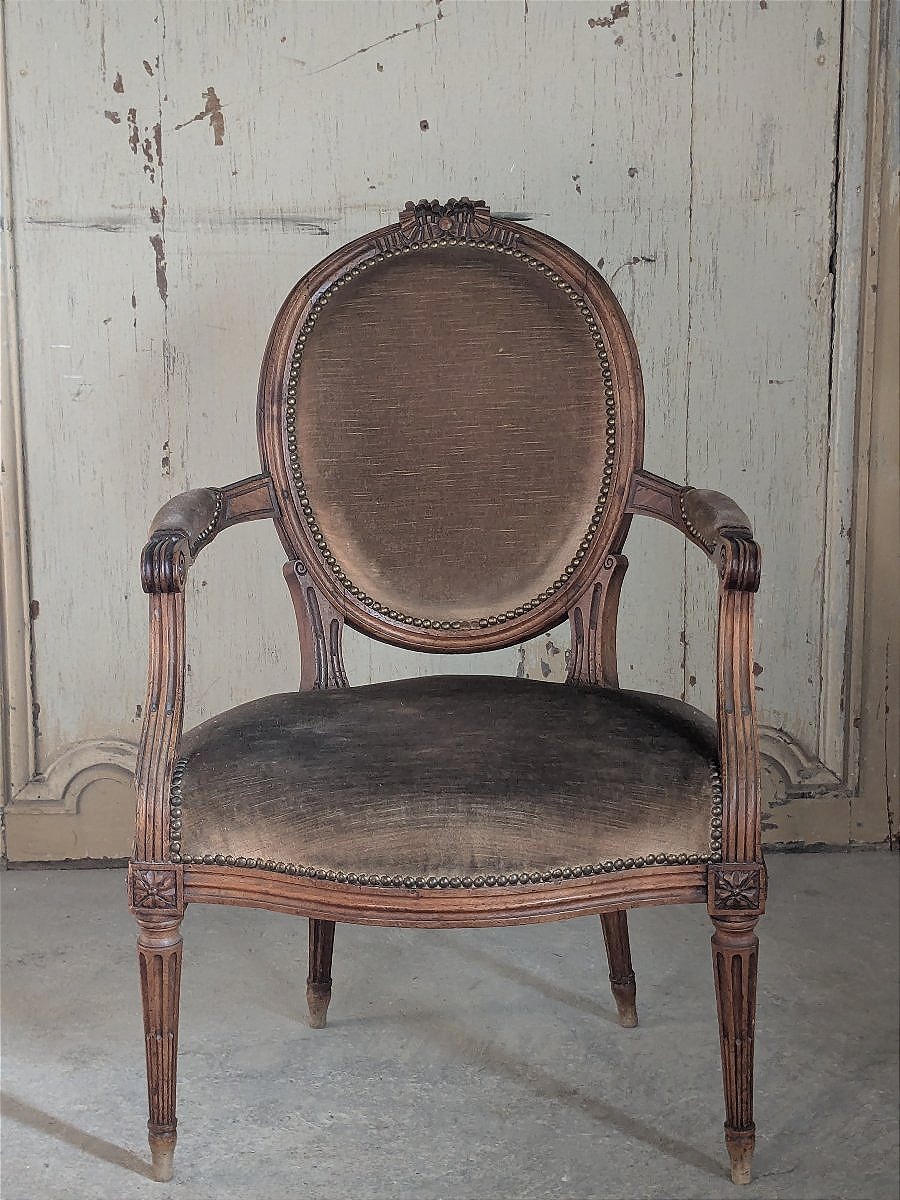 Fauteuil cabriolet Louis XVI Époque 18 ème 