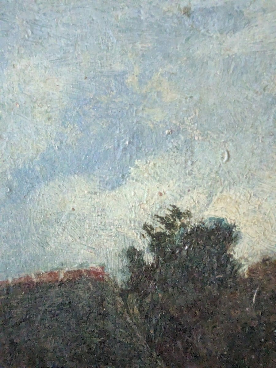 Painting, Oil On Wood, Mid-19th Century, *the Farmyard* -photo-3