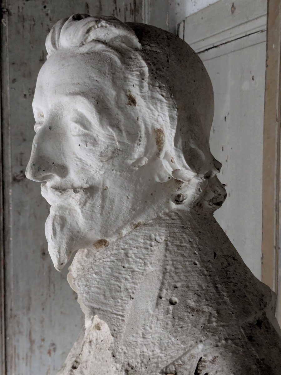 Buste du cardinal de Richelieu, grand plâtre fin 19 ème.-photo-1