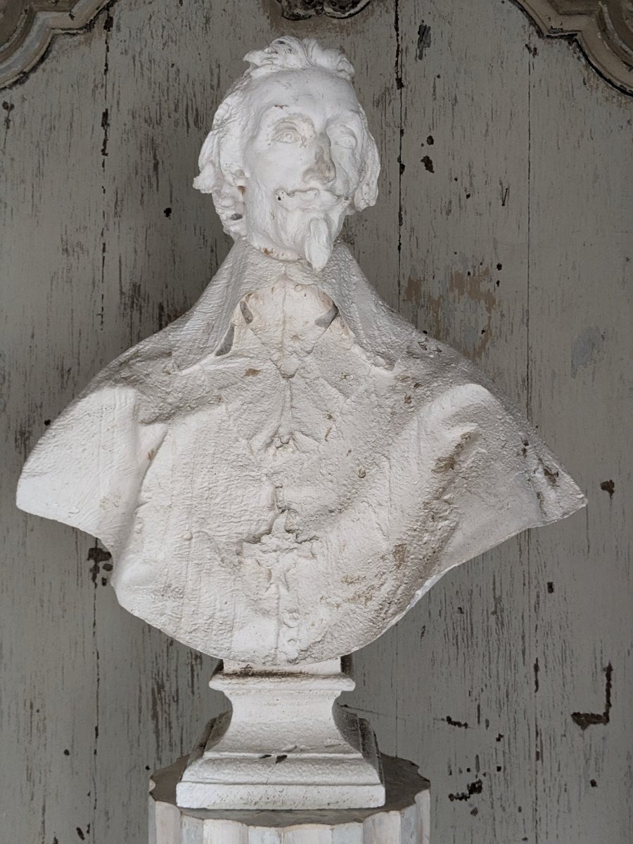 Buste du cardinal de Richelieu, grand plâtre fin 19 ème.