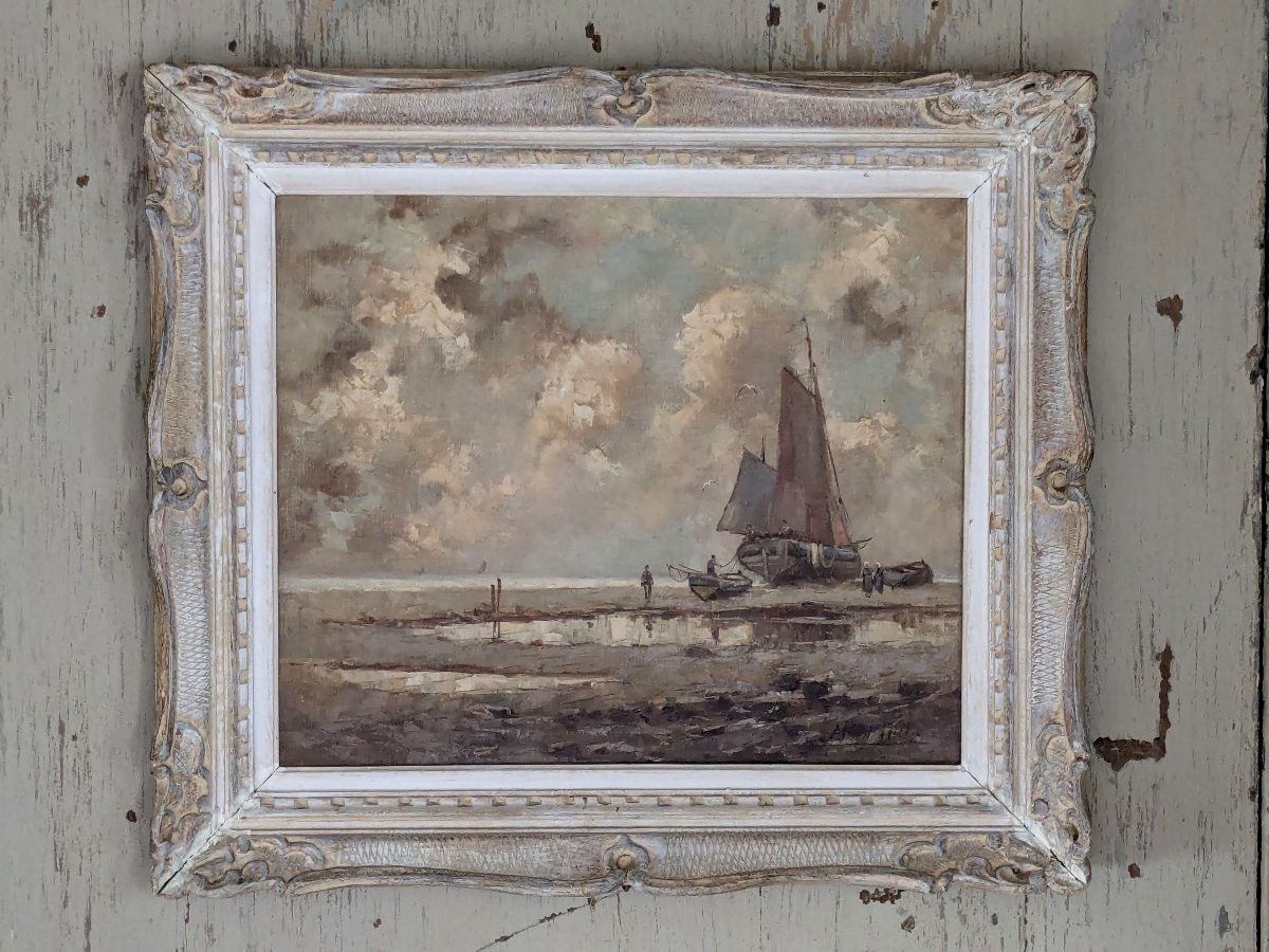 Early 20th Century Seascape, Oil On Canvas Signed By Albert Hirtz 