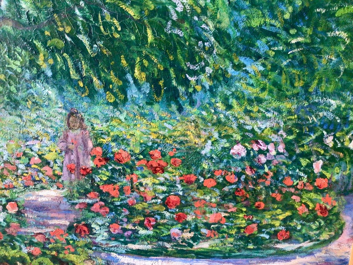 Jeune fille dans un jardin fleuri par Georges Ledogard -photo-3