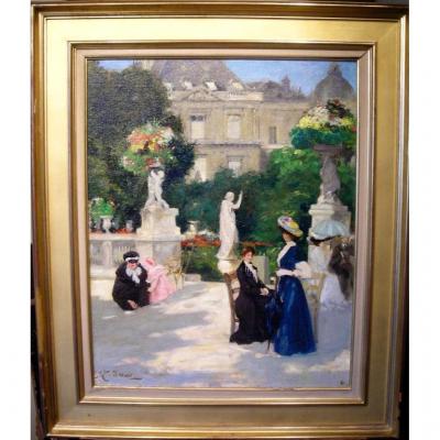 Elegant At The Luxembourg Garden By François Charles Baude