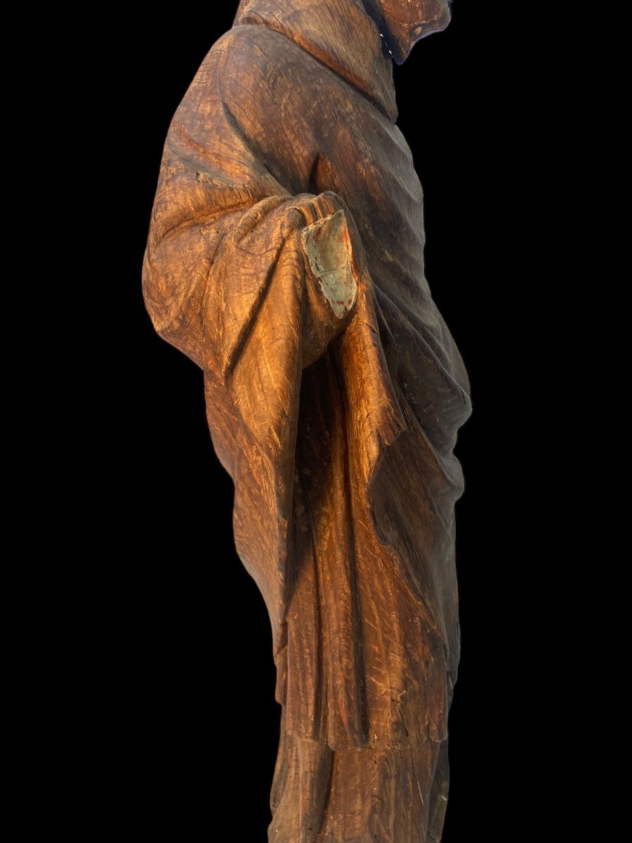 Sculpture En Bois d'Un évêque - début 15ième Siècle - Flandre -photo-3