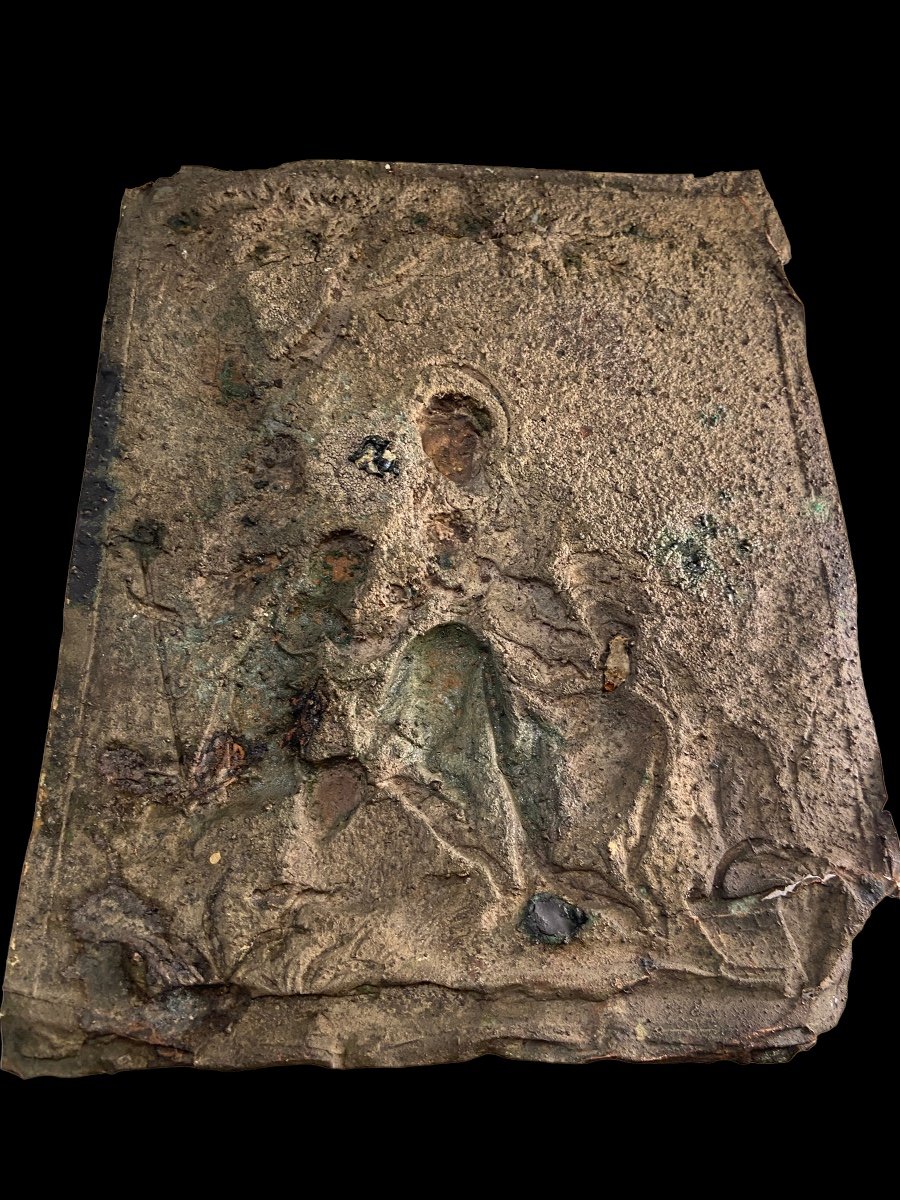 Plaque en relief en bronze doré du XVIIe Siècle - La Nativité  – (Augsburg - Allemagne)-photo-3