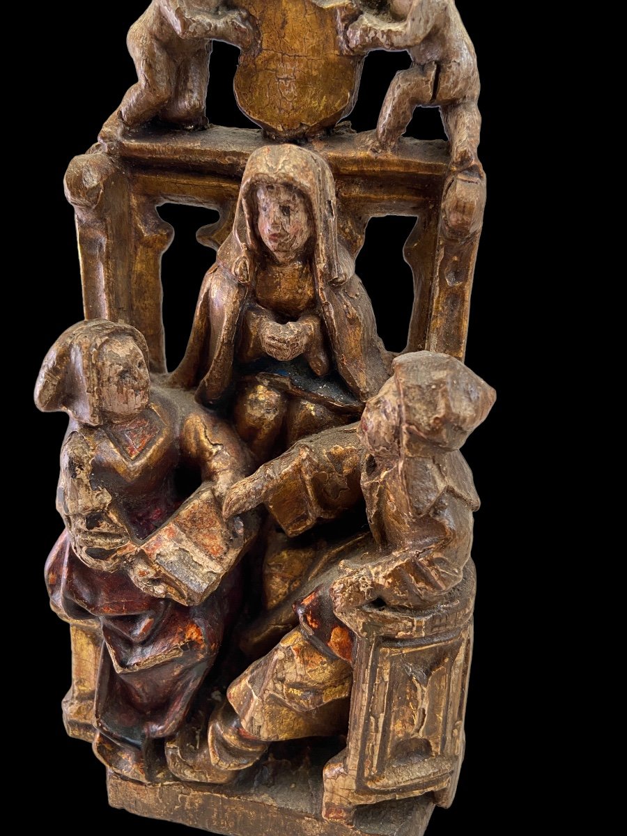Sculpture (oak) Of A Theological Discussion - Brussels Late 15th Century-photo-8