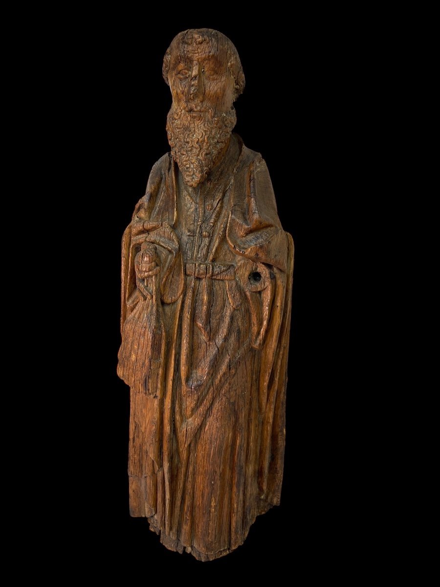 Large 'saint' In Carved Oak – Flemish – 16th Century -photo-2