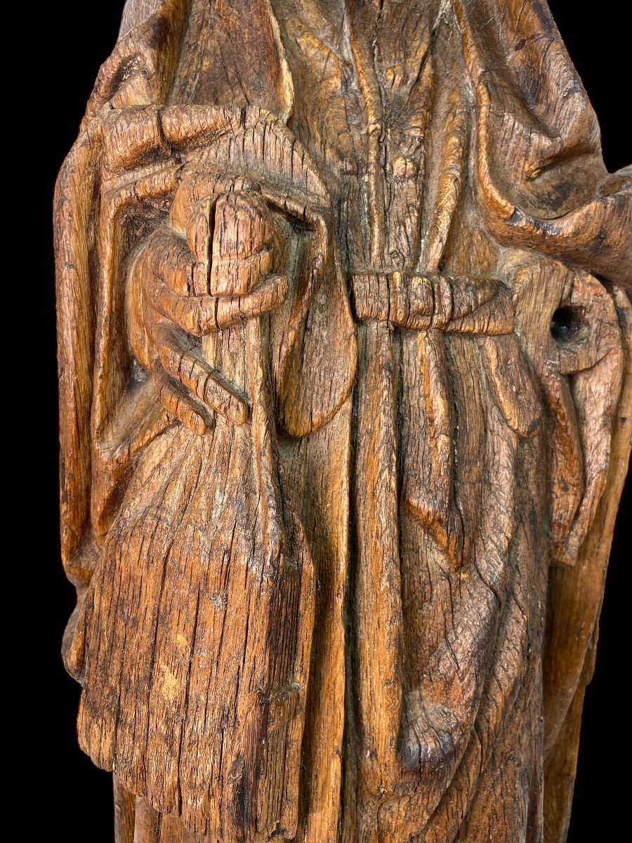 Large 'saint' In Carved Oak – Flemish – 16th Century -photo-8