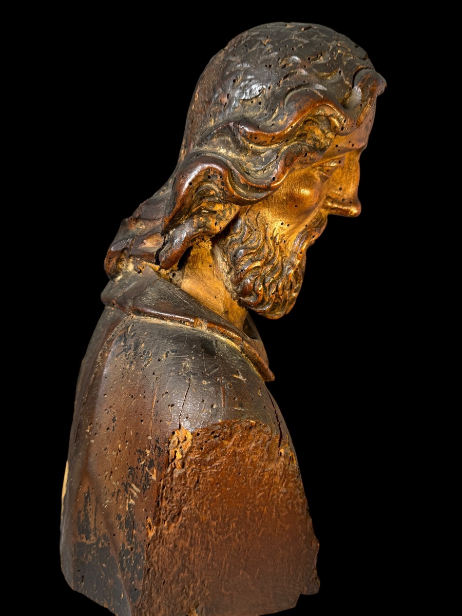 Wooden Bust Of An Apostle. 16th Century, Western Europe. -photo-3