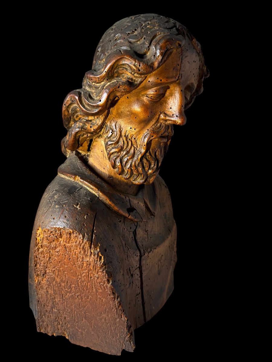 Wooden Bust Of An Apostle. 16th Century, Western Europe. -photo-5
