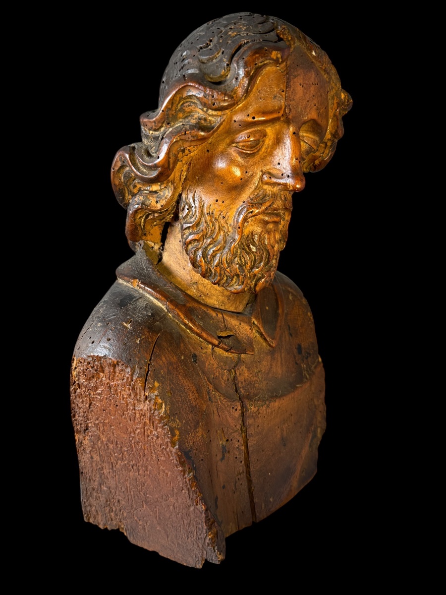 Wooden Bust Of An Apostle. 16th Century, Western Europe. -photo-6