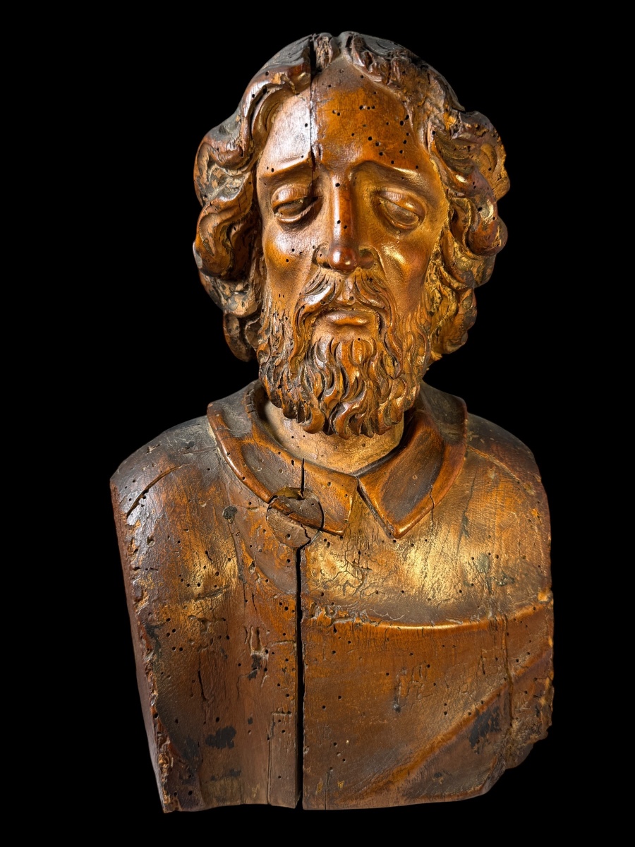 Wooden Bust Of An Apostle. 16th Century, Western Europe. 