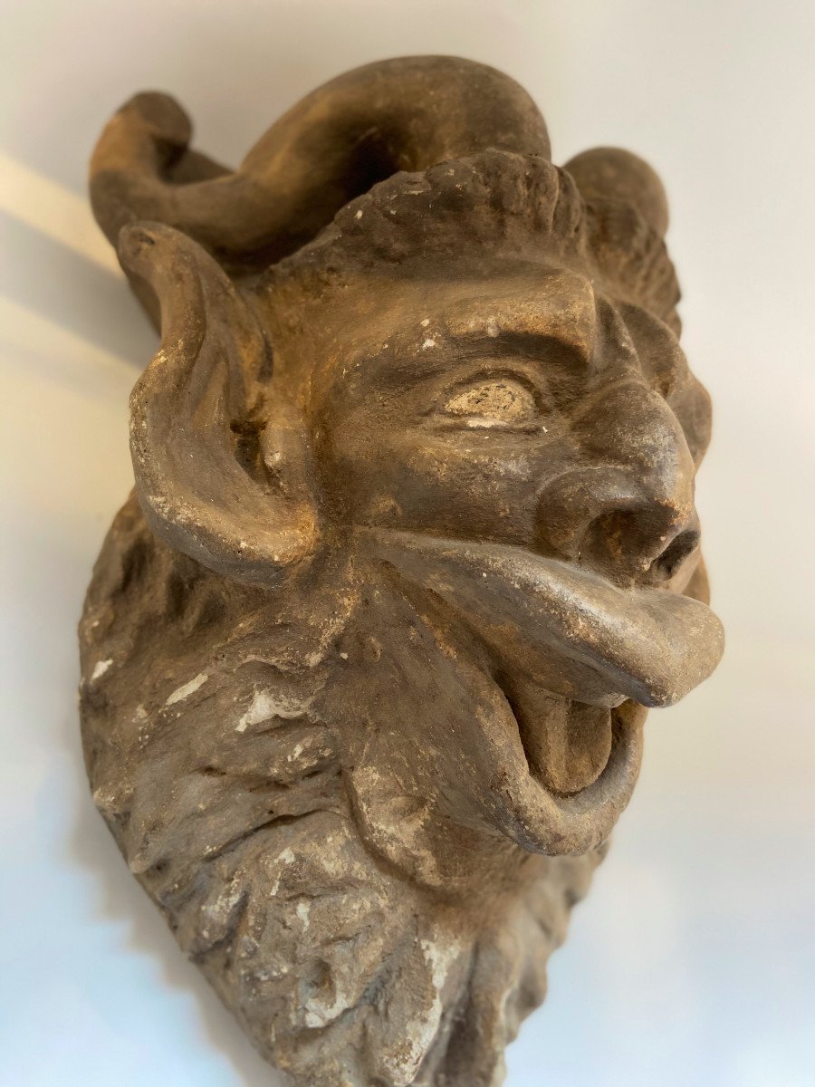 A Stone - Mascaron Of  Pan - France (paris?) - Circa 1850/1900-photo-2