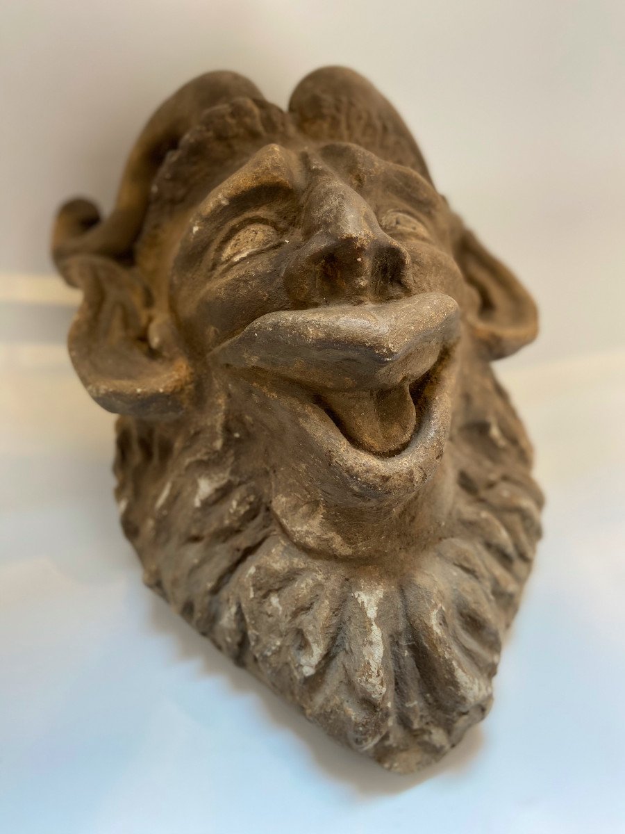 A Stone - Mascaron Of  Pan - France (paris?) - Circa 1850/1900-photo-4