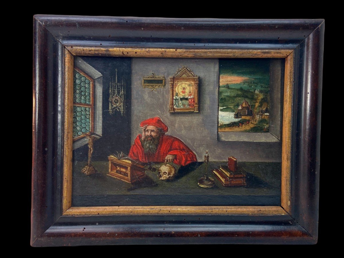 A Painting Of Saint Jerome At Work In His Study – End Of The 17th Century
