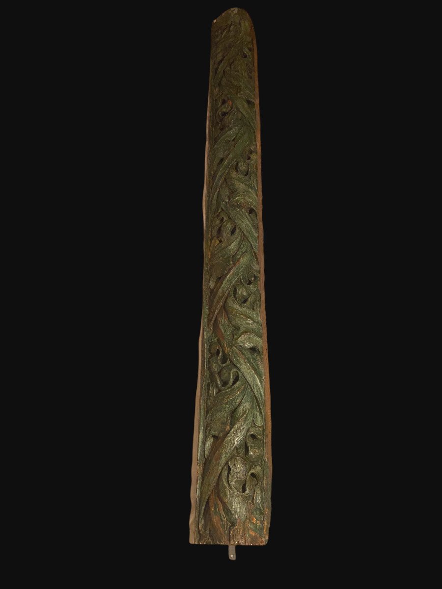 Wooden Fireplace Beam With Tree Of Life - 16th Century - France-photo-2