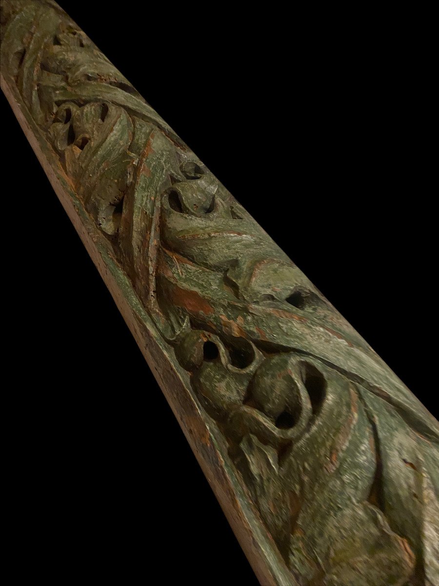 Wooden Fireplace Beam With Tree Of Life - 16th Century - France