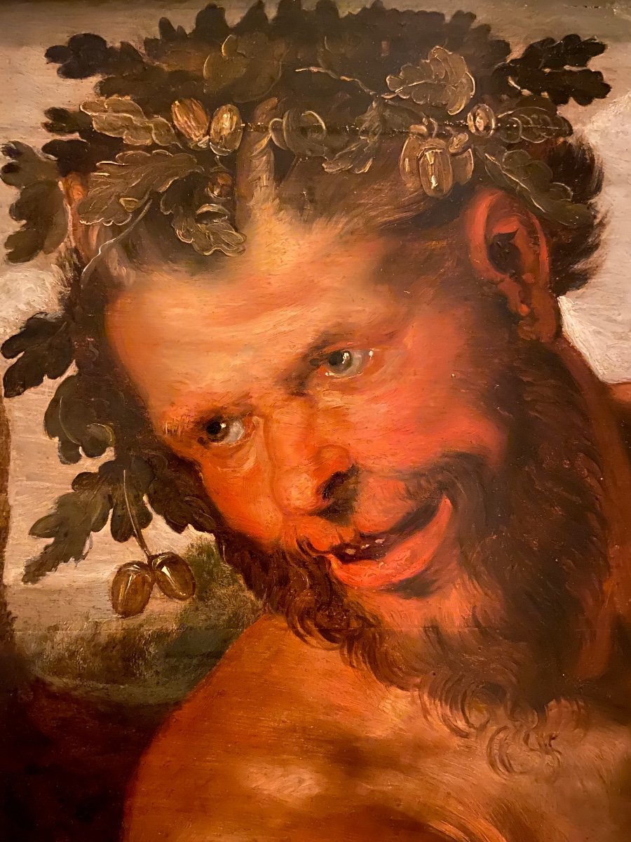 Panneau Avec Une Image De Tmolus - Peint Par Un Disciple De Jacob Jordaens - 18e Siècle-photo-2