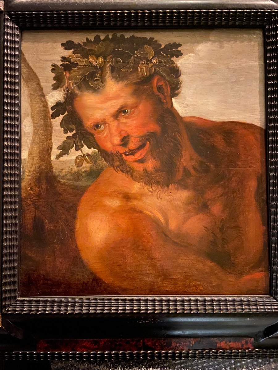 Panneau Avec Une Image De Tmolus - Peint Par Un Disciple De Jacob Jordaens - 18e Siècle-photo-3