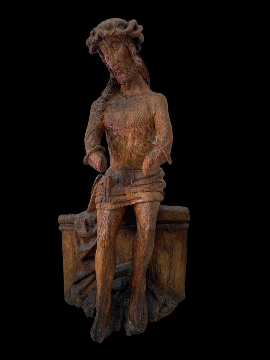 Christ Aux Liens – Flandre - Fin XVe, Début XVIe Siècle -  Sculpture En Chêne -photo-3