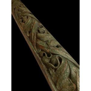 Wooden Fireplace Beam With Tree Of Life - 16th Century - France