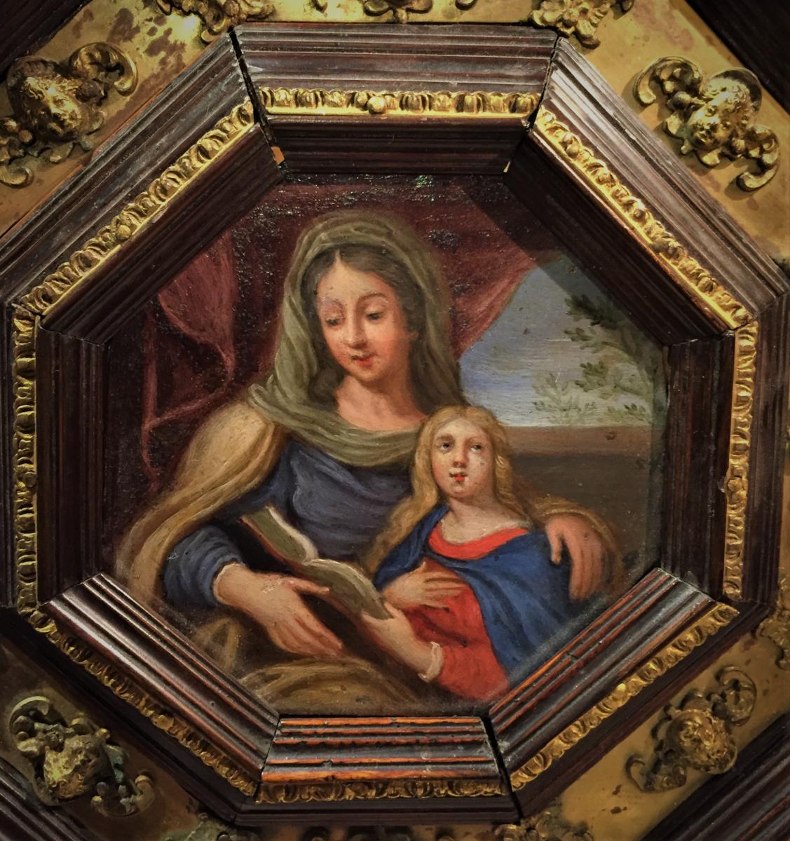 Oil On Copper Second Half Of The 17th Century Education Of The Virgin-photo-2