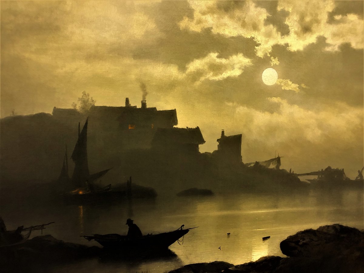 Moonlight Landscape Painting-photo-2