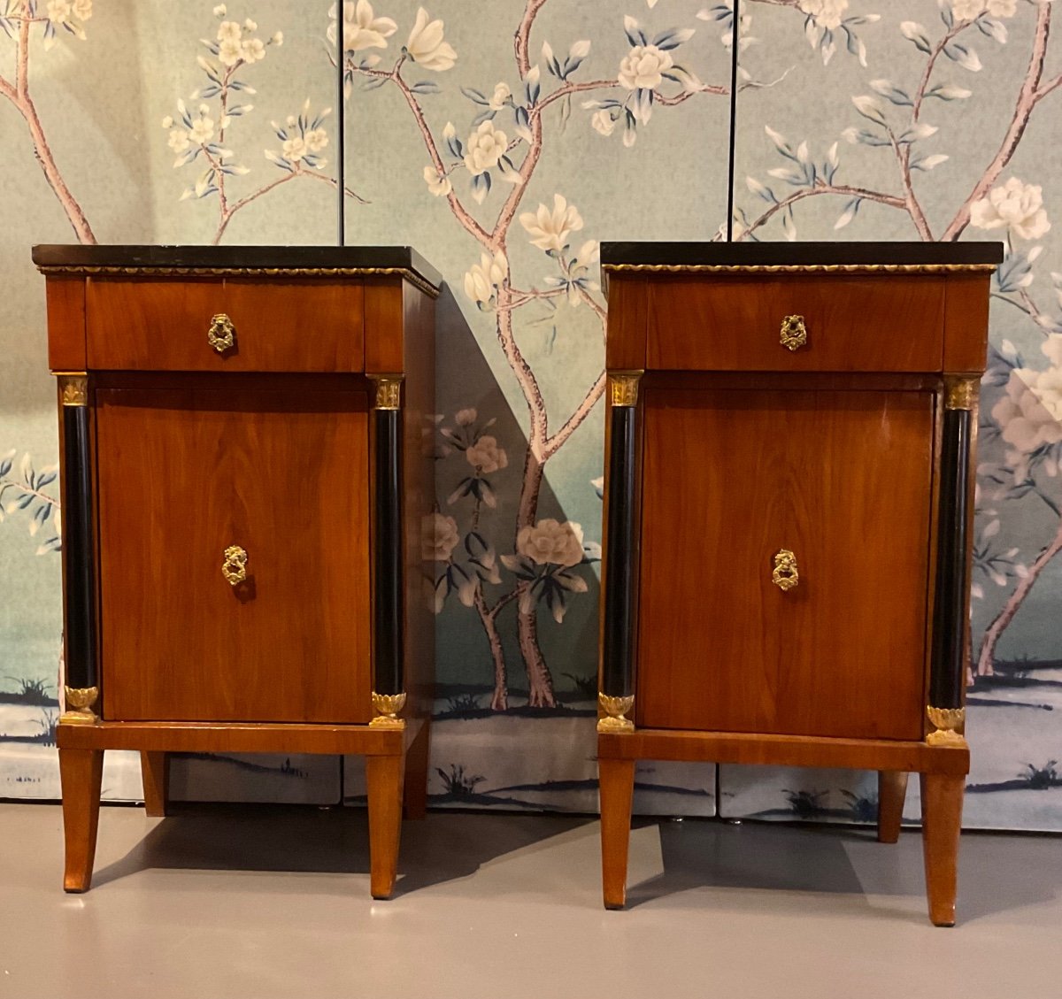 Beautiful Pair Of Empire Bedside Tables