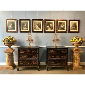 Pair Of English Chinoiserie Lacquered Commodes. Dal