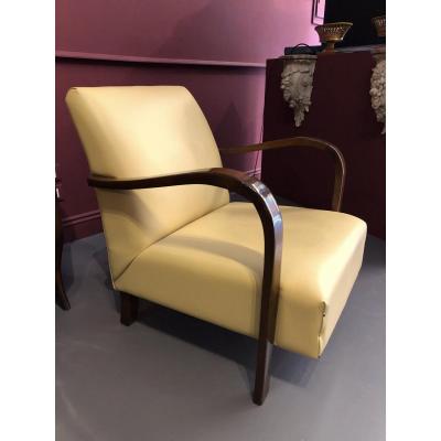 Fauteuil En Cuir Des Années 40