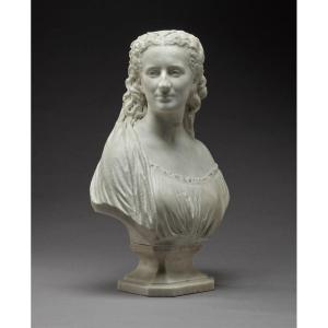 White Marble Gentlewoman Bust Signed And Dated C.cauer 1871