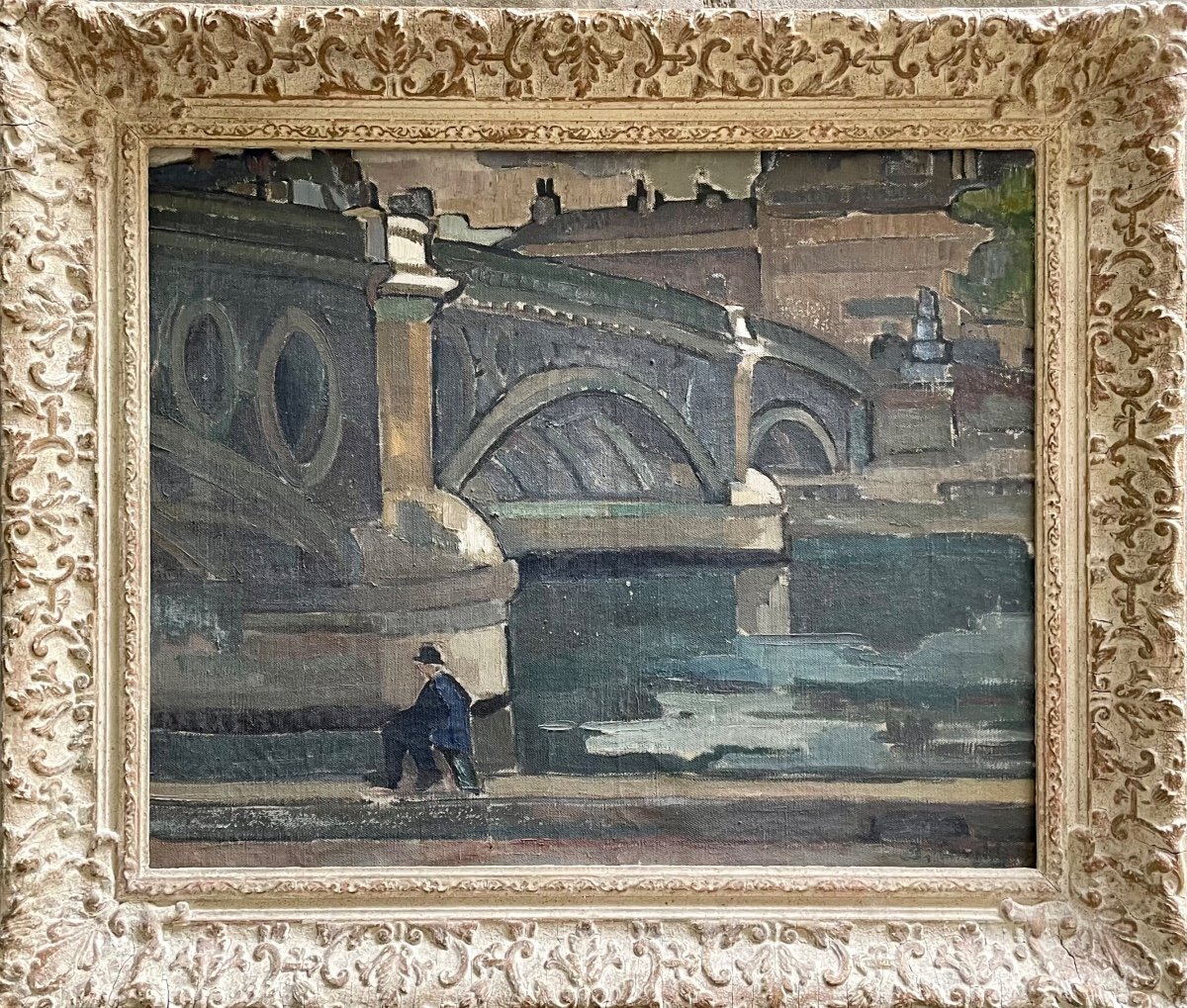 Pêcheur Au Bord De La Seine, école De Paris , 1930-1940