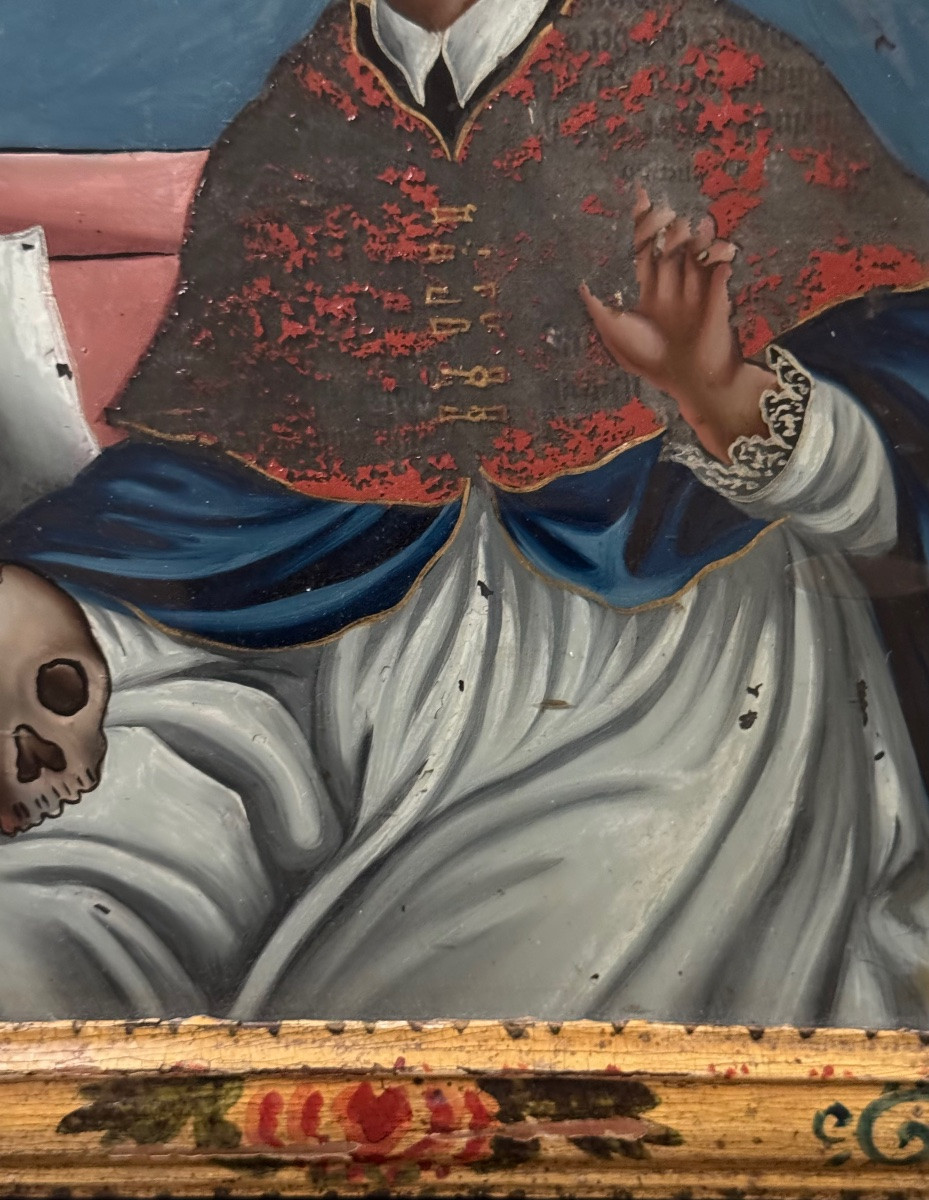 Fixed Under Glass, Portrait Of A Religious Saint -photo-2