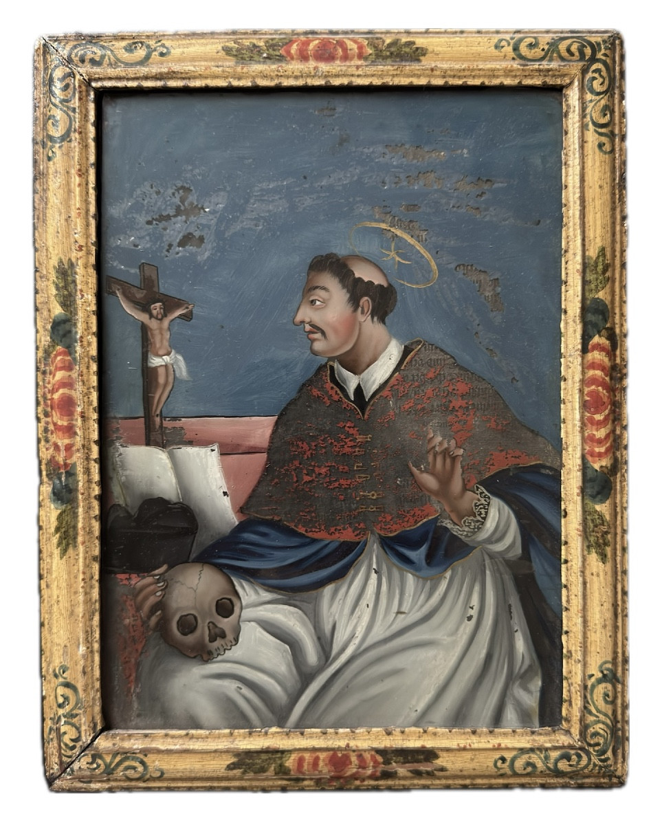 Fixed Under Glass, Portrait Of A Religious Saint 
