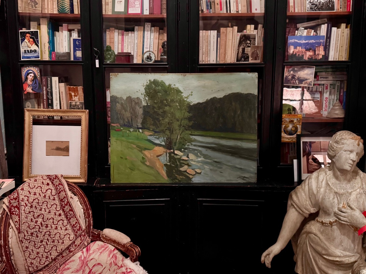 Bord de Loire circa 1930 , signé -photo-1