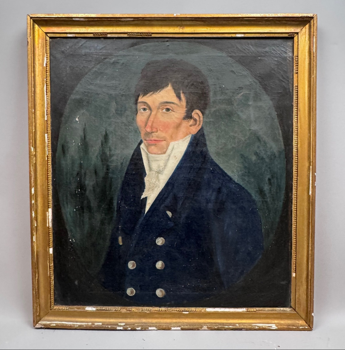 Paire de portrait début XIXème  , Shabby chic .-photo-3