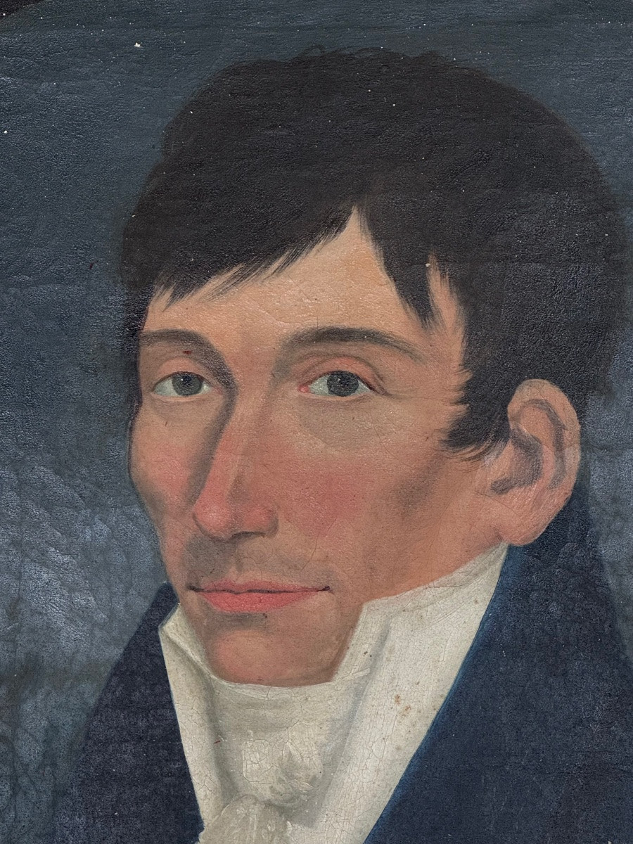 Paire de portrait début XIXème  , Shabby chic .-photo-1